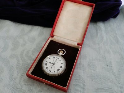 西風((( “LONGINES” 西區鐘錶公司，印度軍官用計時懷錶)附原盒