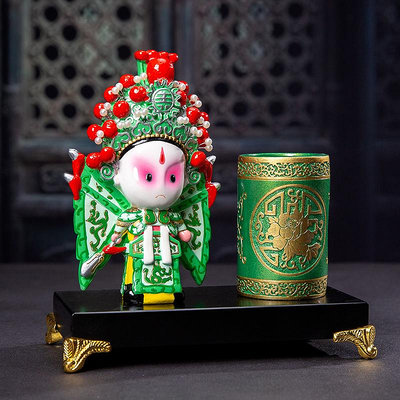 京劇臉譜筆筒戲曲人物中國風禮物家居辦公室擺件裝飾品出國送老外