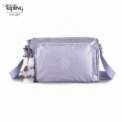 現貨熱銷-Kipling 猴子包 K12969 金屬紫 輕量輕便多夾層 斜背肩背包 防水 限時優惠 滿千免運