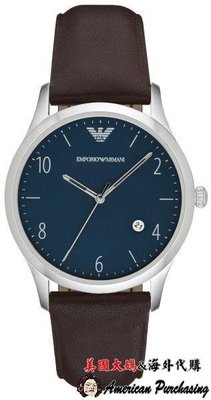 潮牌 EMPORIO ARMANI 亞曼尼手錶 AR1944 經典石英錶 小牛皮錶帶 手錶 海外代購-雙喜生活館
