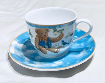日本 Nikko Teddy Bear 泰迪熊 雲朵 天空藍 花茶杯 咖啡杯 馬克杯 茶杯 水杯 杯子 杯盤組