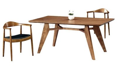 【N D  Furniture】台南在地家具-造型鐵力士實木腳座胡桃色180cm餐桌/長桌/會議桌YQ
