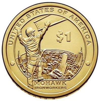 【熱賣精選】美國 2015年 印第安人 薩卡加維亞系列 鋼鐵工人 1元 紀念幣 整卷