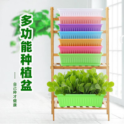 溜溜長條形陽臺種菜盆種菜神器蔬菜種植箱家庭家用長方形花槽塑料花盆