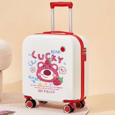 行李箱18/20寸卡通少女拉鏈密碼箱萬向輪旅行箱草莓熊輕便登機箱