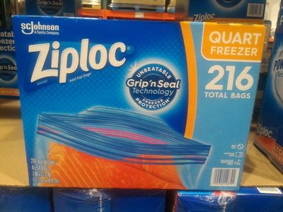 Ziploc 雙層夾鏈冷凍保鮮袋-小(17.7x18.8cm) 216入 COSTCO好市多代購