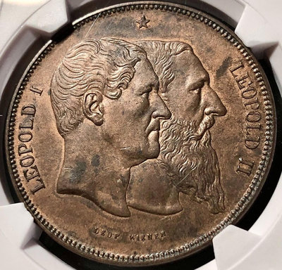比利時建國50周年5法郎紀念銅幣22798