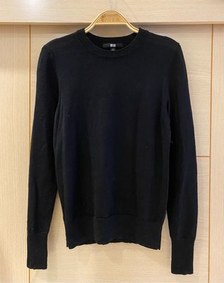 日本購入帶回 正品 Uniqlo 優衣庫 長袖羊毛圓領毛衣（女）黑色