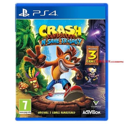 全新正版原裝PS4游戲光盤 古惑狼 瘋狂三部曲 123合集 Crash 英文『三夏潮玩客』