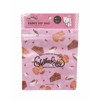 日本 三麗鷗 Hello kitty 凱蒂貓 密封袋 夾鏈袋 零食袋 糖果袋 分裝袋 收納袋 ( 5 入 )
