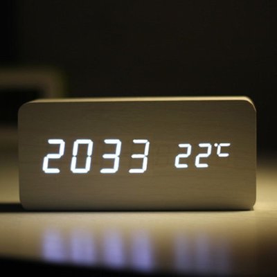 促銷打折 2022木質時鐘LED電子鐘夜光靜音鬧鐘簡約復古學生~