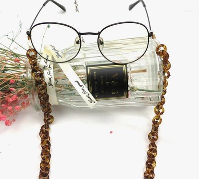 浪漫滿屋 樹脂壓克力眼鏡鏈咖啡豹紋玳瑁双色簡約眼镜鏈口罩鏈防滑防丢眼鏡掛鏈