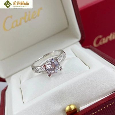 卡地亞 crtier卡家 2克拉鑽 牛角戒指 純銀電鍍18k金材質 主鑽鑲嵌2克拉高碳鑽~愛尚飾品