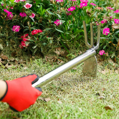 不銹鋼兩用鋤頭除草耙子農具種菜種地釣魚小鋤頭花鋤農用園藝工具