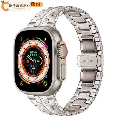 全館免運 不銹鋼錶帶適用於apple watch Ultra49mm蘋果手錶87654SE321鋅合金金屬錶帶 可開發票
