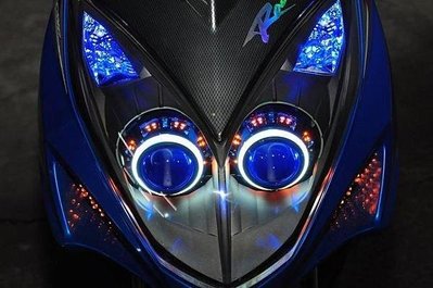KYMCO 雷霆 RACING 遠近魚眼HID大燈模組改裝 天使眼 惡魔眼 LED PVC 內外光圈 飾圈 比仿E46亮