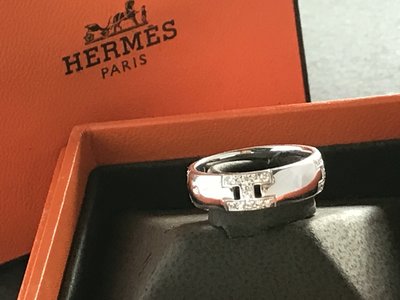 Hermes 附盒 18k白金 鑽石戒指