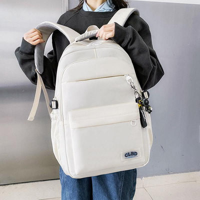 韓版日系雙肩包男女情侶款背包清新純色簡約中學生書包