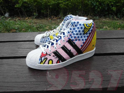 ~9527~ 3月 Adidas Originals Superstar UP 彩色 星星 塗鴉 內增高 增高鞋 女