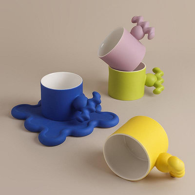 創意陶瓷馬克杯 ins風創意陶瓷咖啡杯水杯茶杯套裝個性馬克杯克萊因藍杯子171 BH050