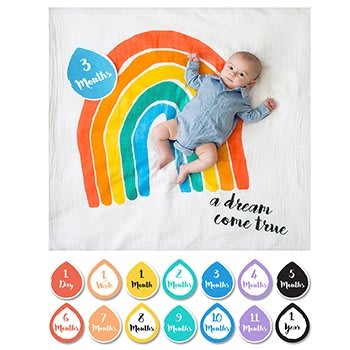 加拿大Lulujo 寶寶成長包巾卡片組-彩虹