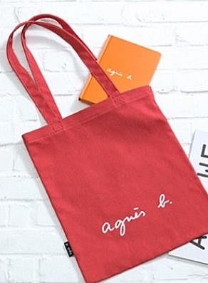 全新 Agnes b 紅色 帆布包 輕量 帆布袋 購物袋 手提包 肩背包 真品 正品 小b agnès b.