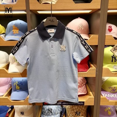 特賣-韓國MLB兒童短袖T恤22年夏季新款NY男童寶寶POLO衫半袖高爾夫球衫