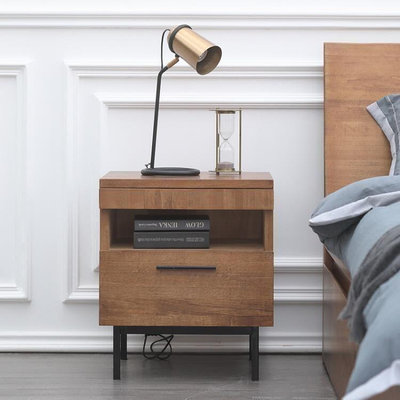 【現貨】床頭櫃 北歐實木床頭櫃 全實木簡約現代收納邊櫃實木臥室床頭櫃美式