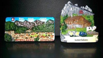 【冰箱貼旅行趣】瑞士帶回紀念品去少女峰必經之城茵特拉根Interlaken冰箱貼磁鐵 冰河列車/黃金列車/艾格丁山蘇黎世