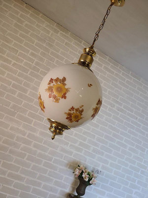 法國 花卉 球形 鄉村 古典 球燈 吊燈 單燈 歐洲老件 l0409【卡卡頌  歐洲古董】✬