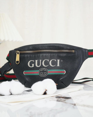 99新❤️（Pz-202）Gucci古馳復古印花大容量條紋織帶皮革胸包腰包