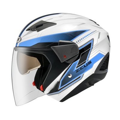 【Frankie】ZEUS 瑞獅 ZS-611E  TT18 白藍色安全帽 半罩 遮陽墨片設計