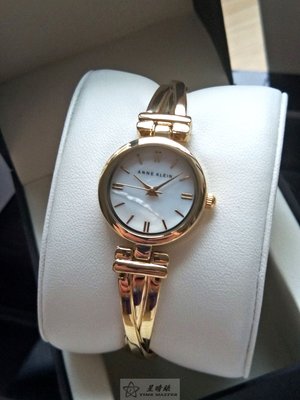 Anne Klein手錶時尚精品錶款，編號:AN00039,銀白色錶面金色金屬錶帶款