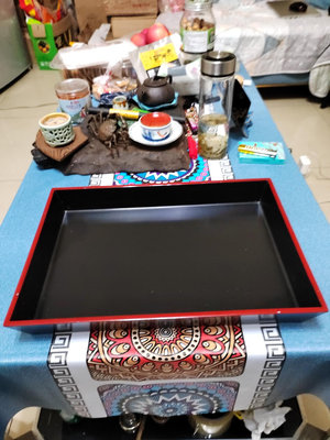 日本回流木粉樹脂胎大漆茶盤，收納盤，全品全新器型獨特，有深度