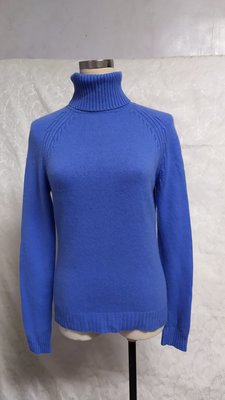 全新厚織 ~專櫃品牌 100%cashmere 喀什米爾 立體織法 超柔款 長袖毛衣 藍色M碼~E282