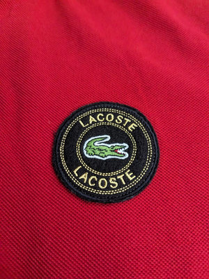 法國 LACOSTE 紅色黑色拼接Polo衫 3號 S號 M號