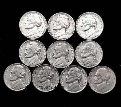 銀幣美國1980-89年連續年份10枚5美分銅鎳硬幣21.2mm杰斐遜 美洲錢幣