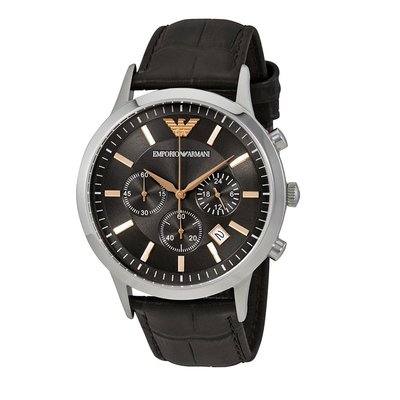 美國百分百【Emporio Armani】配件 EA 手錶腕錶 男錶 AR2513 不鏽鋼 三眼計時 皮革咖啡 J815