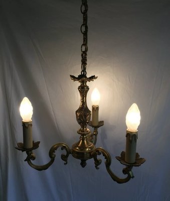 法國進口Made in France 古堡老件 黃銅製 巴洛克三盞式吊燈