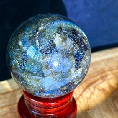 天然拉長石水晶球 拉長石球 藍光 幫助睡眠 清除負能量 原石擺件1198