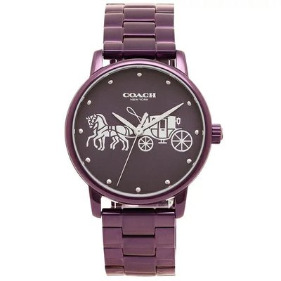 【美麗小舖】COACH 14502923 紫色鋼錶帶 36mm 女錶 手錶 腕錶-全新真品現貨在台