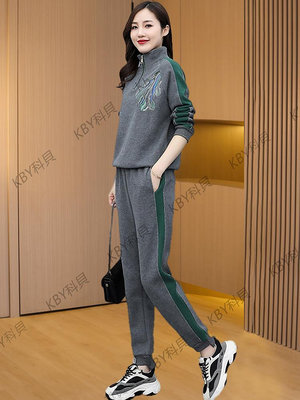 運動服套裝女春秋2023年新款休閑品牌時髦洋氣高端流行衛衣兩件套-kby科貝