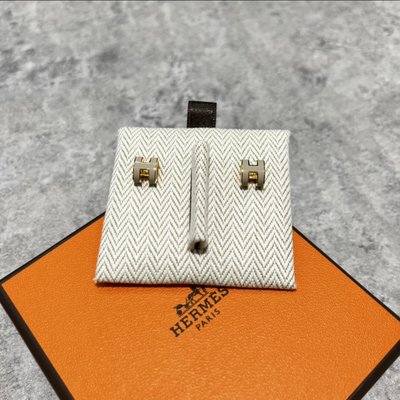 Hermes Mini Pop H耳環 灰色/玫瑰金《精品女王全新&amp;二手》