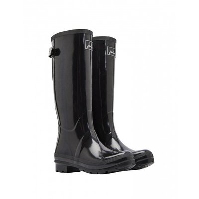 現貨 英國 JOULES 可調整 WELLIES Boots 經典黑色 亮面 漆黑 銀線 長筒 雨靴 雨鞋 高筒 附鞋盒