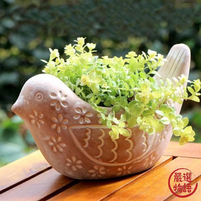 素燒陶小鳥造型花器 陶器 植栽 陶瓷 盆栽 種花 多肉植物 花盆 花器 園藝 水泥盆