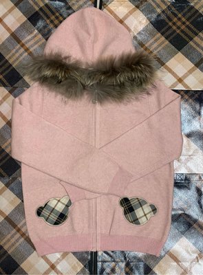 全新Kinloch Anderson 金安德森 ka超夯斷貨款 經典格紋配厚針織熊毛領粉外套