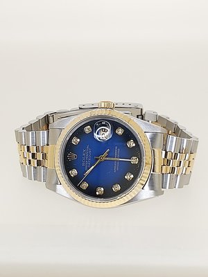 【益成當鋪】流當品 全原裝 間金Rolex勞力士16030稀有漸層藍面十鑽半金男錶 稀有半金款 1983年產