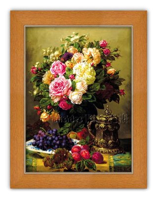 四方名畫: 浪漫古典花卉 Robie002 含實木框/厚無框畫 居家美學新概念   直營可訂製尺寸