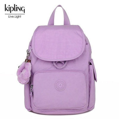 小Z代購#Kipling 猴子包 K12671 粉紫 輕量 多夾層時尚雙肩後背包 兩側有口袋 實用經典 旅行 出遊 防水 中款
