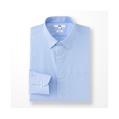 日本 UNIQLO 長袖 素面 商務襯衫 SLIM FIT EASY CARE加工 襯衫 藍色 SIZE:M號